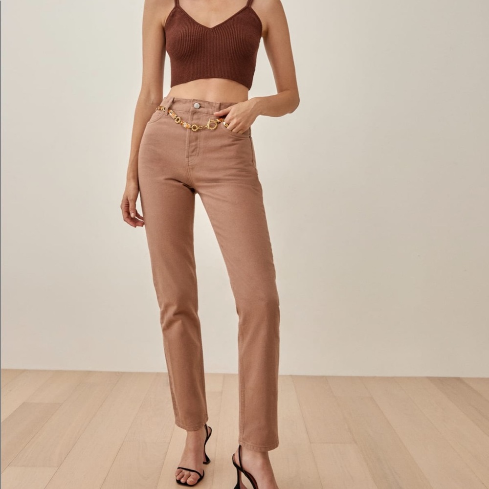 Reformation Cynthia high rise straight jeans in clay - 28 (NWT)